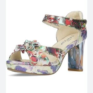 💕Laura Vita💜HICAO Colorful Floral Platform Sandals. Size 9.5